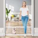 Dog Gate Indoor,18"-45" Extra Wide Metal Short Dog Gate to Step Over, 14" Tall Small Pet Gate with 3 Extension Kits, Pressure Mounted for Doorways & Stairs (18-45''W*14''H, White)