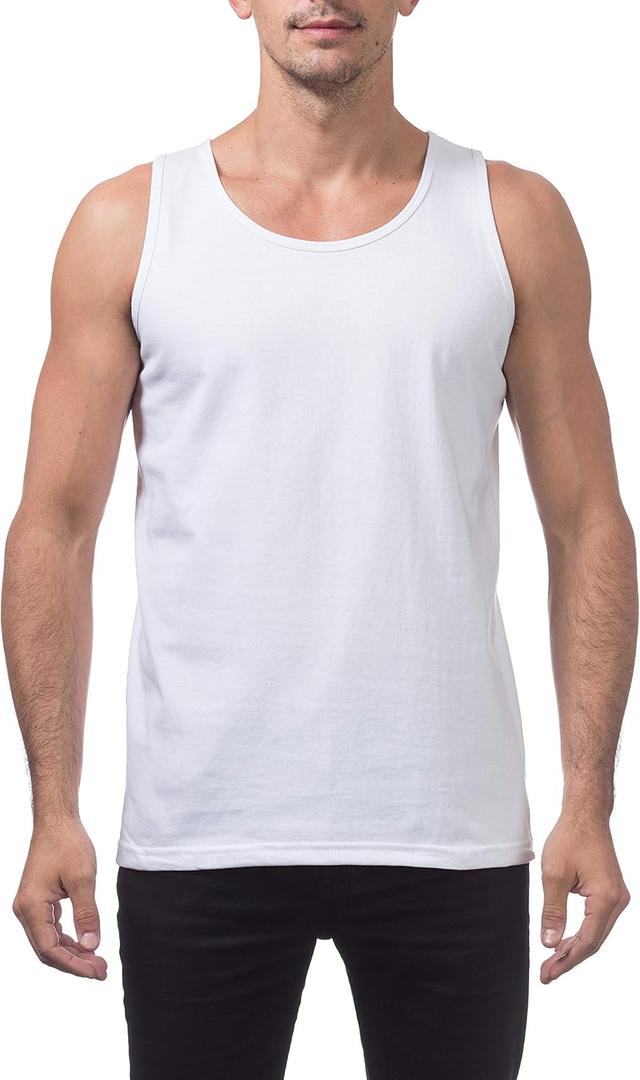 Pro Club Mens Heavyweight Cotton Tank Top Outerwear (XX-Large, Snow White)