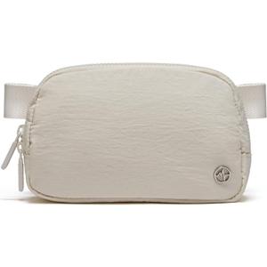 Pander Two Way Zipper Fanny Pack Nylon Everywhere Belt Bag for Women, Water Repellent Waist Packs, Crossbody Bags with Adjustable Strap (White Opal).