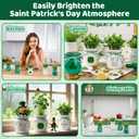 St Patricks Day Decoration - 6PCS St.Patrick's Day Mini Mason Jars with Artificial Shamrock White Green Decorative Jars Saint Patricks Tiered Tray Spring Decor for Home Kitchen Farmhouse Table