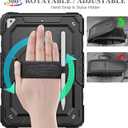 SEYMAC stock Case for iPad Air 3 2019 / Pro 10.5'' with Screen Protector Pen Holder [360 Rotate Hand Strap/Stand], Drop-Proof Case (Black)