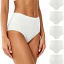 BATTEWA Incontinence Underwear for Women Washable, Leak Proof Underwear High Waist Cotton,Bladder Leakage 50ML (5White,Small, 5 Pack)