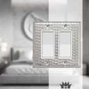 Monarch Abode Rocker Light Switch Cover Plate – 2-Gang Brushed Nickel Decorator Wall Plates, Hand Hammered Decorative Outlet Covers Wall Plates for Receptacle, GFCI Electric Outlet Cover, Pack of 2