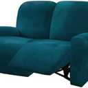 ULTICOR Reclining Love Seat Slipcover, 48" - 65" L, 6-Piece Velvet Stretch Loveseat Reclining Sofa Covers, 2 seat Love seat Recliner Cover, Thick, Soft, Washable (Deep Teel)