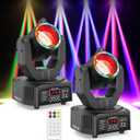 2-Pack Mini Moving Head Light, 50W LED Stage Lighting with Remote Control, Beam/Colorful Aperture/Starry Sky Effects for DJ Sets Party Family Gatherings Small Venues