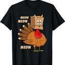 Thanksgiving Turkey Cat Funny Thanksgiving Men Women T-Shirt S
