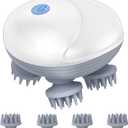 Upgraded Electric Scalp Massager for Men Women, Handheld Cat Dog Pet Head Massager with 4 Massage Heads, 3 Speeds, Waterproof Massager for Soothing Muscles Joints, Hair Growth, Stress Relax (White)