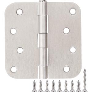 12 Pack Nickel Door Hinges Brushed Nickel 4 Inch Exterior/Interior/Front Door Hinge 4 Inch Silver 5/8" Radius Corner Residential Door Hardware Non-Removable Indoor Door Hinges 4"x4"Heavy Duty 8 Holes