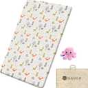 HAVEN Pack and Play Mattress, 38"x26"x1" Playard Baby playpen Mattress Pad for Cribs, Waterproof & Breathable Cover with Animal Print and Reversible Plush Toy for Toddlers & Babies