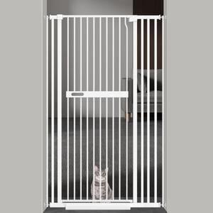 AiWMGL 71" Extra Tall Cat Pet Gate for Doorways Indoor Proof29.92-37.80" Wide Tall Dog Puppy Safety Baby Gate for Cat Pet, Pressure Mounted No Drill Walk Through White Metal
