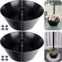 EBaokuup 2 Packs Umbrella Planter for Patio Table, PVC Half Circle Planter Pot Fits Umbrella Poles Up to 2 Diameter Planters Container,Umbrella Flower Pot for Garden Home Plants, Medium