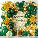 137Pcs Green and Gold Balloons Garland Arch Kit with Stars - 5 10 12 18 inch Dark Green Gold Confetti Latex Balloons for Birthday Baby Shower Emerald Green Jungle Party Decorations