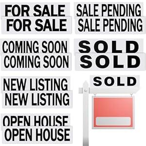 Juexica 12 Pcs Real Estate Rider Signs, Rectangle, White with Black