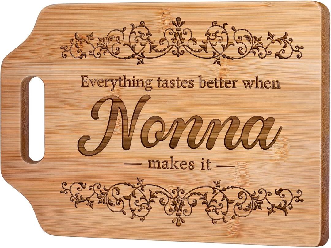 AceThrills Nonna Gifts for Nonna Christmas from Grandkids - Engraved Bamboo Cutting Board 12.3"L x 8.7"W x 0.4"Th