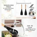 2PCS Multifunction Spatula Cooking Cedar and Ash Spoon11.4" (Black) | Cedar and Ash Spoonula,Multifunction Spatula Cooking Spoon