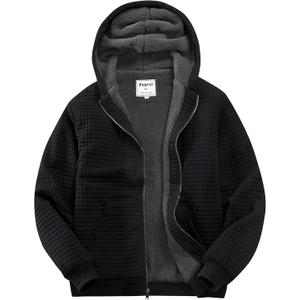 Men's Fleece Heavyweight Full Zip Hoodie Sweatshirt Jacket Hooded for Men (Large, Black)