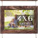 Wall Hanging Frame 5 x 7 Inch Collage 3 Picture frames, Wooden Gallery with String, Horizontal Collage Brown Triple Frame Made to Display 4 x 6 Inch Photos for Wall Wecoration, Set of 3 (Brown)