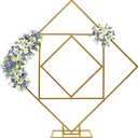 Metal Wedding Arch Large Balloon Stand 200cm High Backdrop Square Arch, Flowers Balloon Arch Frame Backdrop Stand Decoration for Party Event Outdoor Garden (Gold)