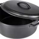 Amazon Basics Pre-Seasoned Cast Iron Dutch Oven Pot with Lid and Dual Handles, Oven Safe, Heavy-Duty, 7-Quart, Round, Black