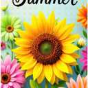 Hello Summer Door Cover for Door Decorations Sunflower Door Banner Backdrop Summer Seasonal Porch Front Photo Background for Outdoor Decor Supplies 71 x 35 Inch