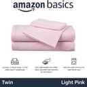 Amazon Basics Kid's Soft, Breathable, Easy-Wash Microfiber 3-Piece Sheet Set, Machine Washable, Twin, Light Pink, Solid