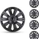 Hubcap Wheel Cover Replacement R15 Hub Caps Universal-Fit Steel Wheel Rim Cover ABS Material Exterior Accessories for Car Truck SUV - Set of 4, (15-inch, Black）