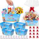 Moinchore 12 Set School's out for Summer Basket for Gifts Empty 9.8x6.5'' Happy Last Day of School Market Tray Cardboard with Bows, Cellophane Bags, Twist Tiles, Empty to Fill for Holiday Party Supply