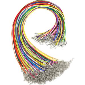 100 Pcs Waxed Necklace Cord, 18 Inch Rope Necklace String with Clasp for Necklace Bracelet Jewelry Making Accessories (Thickness 1.5mm, Multicolor)