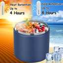 Pawtong 19oz Insulated Vacuum Food Jar with Buckle Lid Wide Mouth Soup Thermo for Hot Food Kids Leakproof Stainless Steel Lunch Container- Blue