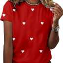 Valentines Day Shirt for Women Sequin Heart Cute Sparkly Short Sleeve Graphic Casual Tee Top (X-Large, P5)