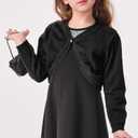 Girls Cardigan Toddler Baby Bolero Shrug Knit Sweater Crop Jacket Long Sleeve Button Closure, Black, 5-6 Years