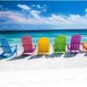 Beach Canvas Wall Art Colorful Chair on Beach Picture Coastal Landscape Painting SeascapePrints Modern Artwork for Bathroom Living Room Home Office Decor Framed - 16.00"x24.00"