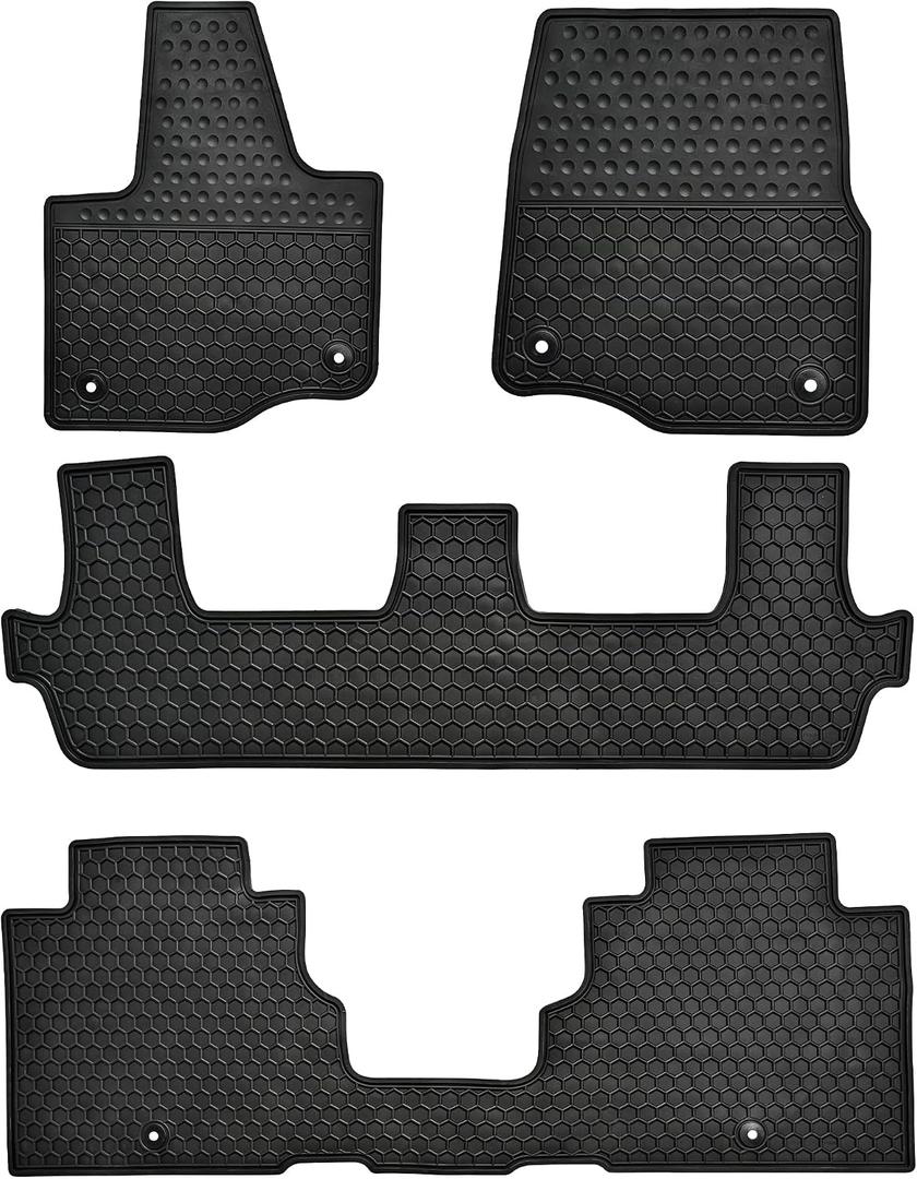 Car Floor Mats Custom Fit for Ford Expedition 2018-2025 2026 (Not Fit MAX Or L) 8 Seats with 2nd Bench Seat Black Rubber Auto Liner Mats All Weather Protection