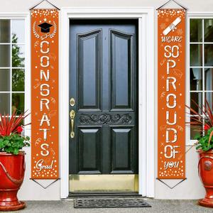 Blulu Graduation Decorations 2026 We Are So Proud of You Banner Class of 2026 Congrats Grad Porch Door Banner Indoor Outdoor Graduation Party Supplies School Classroom Hanging Door Decor(Orange)