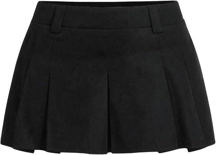 SweatyRocks Women's Low Waist Pleated Mini Skirt A Line Ruffled Skater Skirts L 