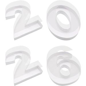 2026 Cardboard Number Fillable Charcuterie, New Year Eve Graduation Centerpiece Decorations (White, 12inch)