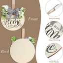 Rustic Round Wood Wreath for Front Door with Home Sign & Metal Hook, All Seasons Outdoor Wreath for Porch Wall Decor, Spring Summer Fall Holiday Decorations, Halloween Christmas Housewarming Gifts