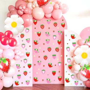 100 PCS Pink Red Strawberry Decals Berry Stickers for Balloon Arch Strawberries Party Decorations Backdrop Vinyl Decal Fruit Wall Sticker Berry Signs for Girls First Birthday Baby Shower Supplies