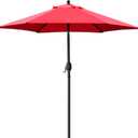 Sunnyglade 7.5' Patio Umbrella Outdoor Table Umbrella Tilt Crank Red | Market Table Umbrella with 6 Sturdy Ribs Push Button Tilt and Crank Lift Perfect For Patio Tables, Beach, Gardens and Pool