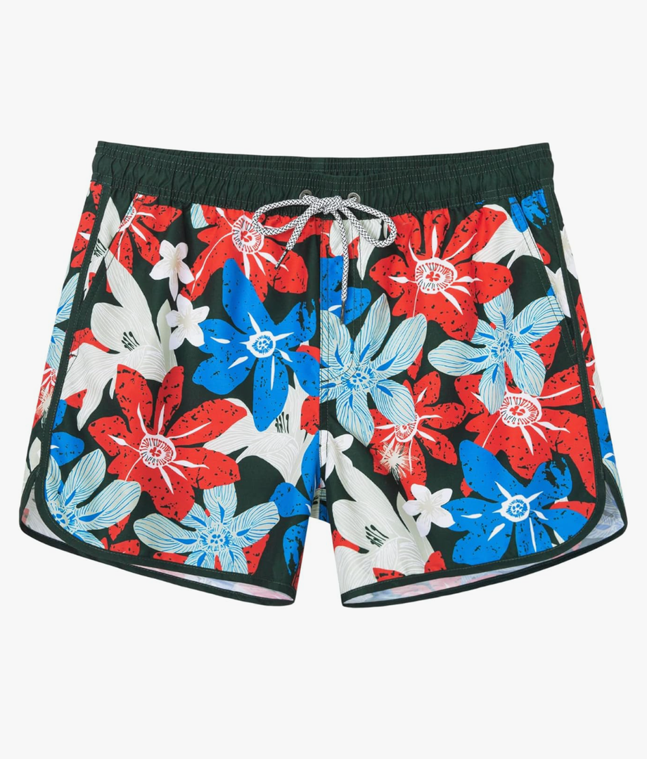 SURF CUZ Mens Swim Trunks 5" Swim Shorts Vintage Bathing Suits with Mesh Lining 80s 90s Retro Swimwear Board Shorts, M