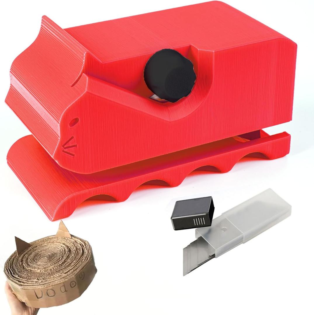 Cardboard Cutter for Cat Scratchers with 10pcs Blade,3D Printed Card Board Cutter Kids DIY Cat Scratchers Cardboard Strip Tool Machine for Cat Lovers (Red)