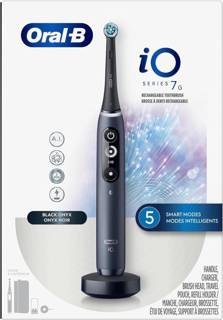 Oral-B iO Series 7G Electric Toothbrush with 1 Replacement Brush Head, Black Onyx