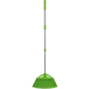 Three-Section Telescopic Aluminum Alloy Rod Long-Handled Broom (Green)