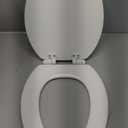 KOHLER Stonewood Quiet-Close Elongated Toilet Seat, Slow Close Design, Durable Wood, Easy Installation, Universal Fit, White Finish, K-20466-0