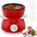 Mini Chocolate Melting Pot, Chocolate Fondue Fountain, 8.79OZ Warmer Machine for Milk Chocolate, Cheese, Butter, Candy (Red)