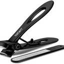 SZQHT Ultra Wide Jaw Opening Nail Clippers Set, Toenail Clippers for Thick Nails, Heavy Duty Nail Cutter, Stainless Steel Toe Nail Clippers for Seniors, Men & Women Manicure, Pedicure, Big (Black)