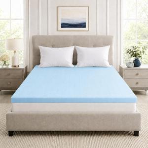 IULULU Mattress Topper King, 2 Inch Gel Memory Foam Bed Topper, Blue