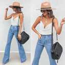 Aoulaydo Women's Spaghetti Straps V Neck Satin Camisole Cowl Neck Cami Tank Top Silk Camisole Sleeveless Blouses (White)