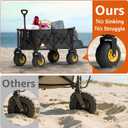 Heavy Duty Beach Wagon with Big Wheels for Sand, 10" Wheel Collapsible Wagons Foldable Large Wagon Cart Folding All Terrain for Camping