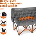 Trakiom Double Camping Chair, Oversized with Cup Holders, Grey